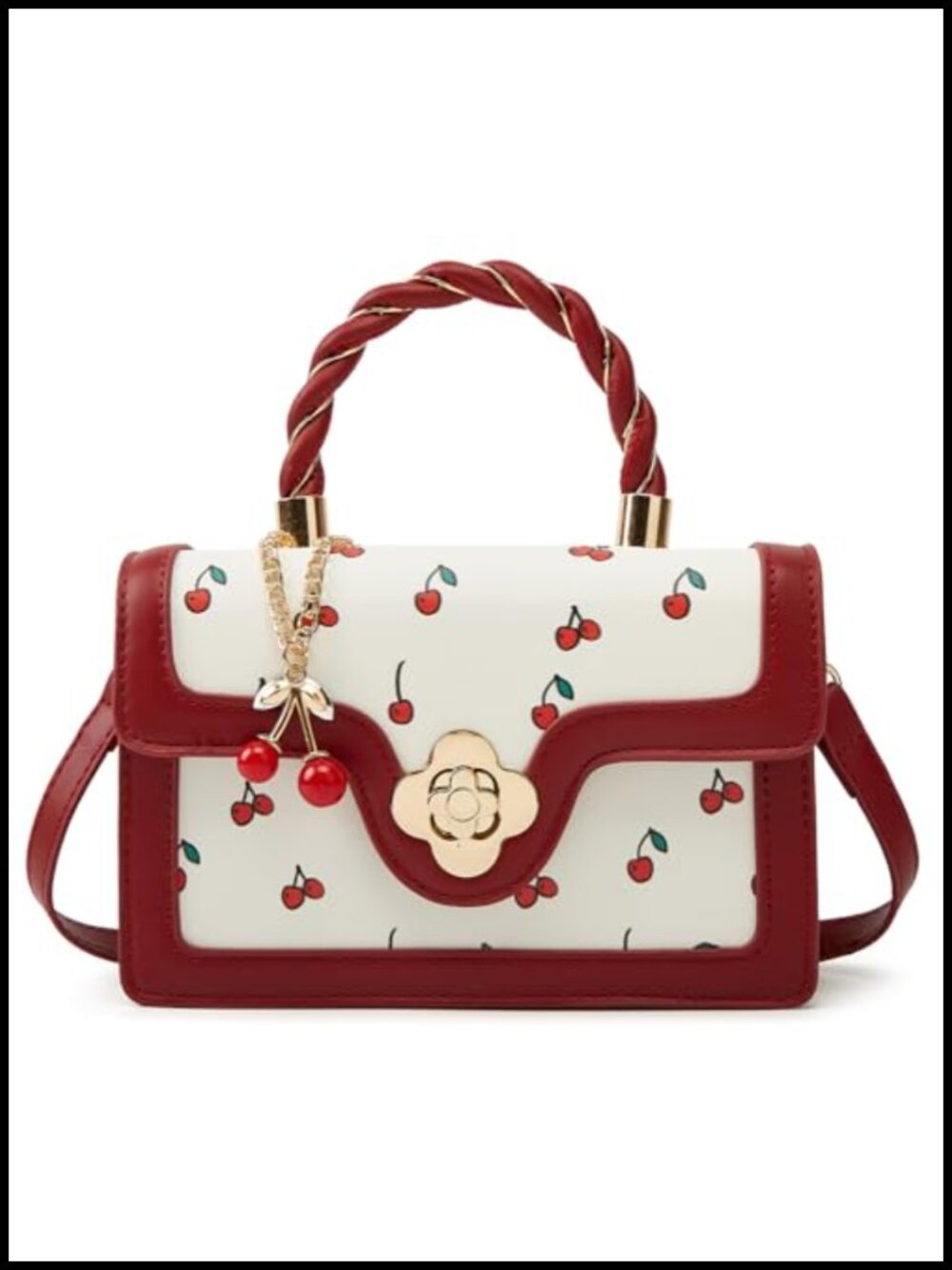 PU Leather Cherry Crossbody Shoulder Bag Purse Satchel
